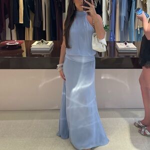 Arakii blue halter neck maxi dress